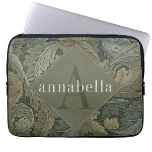  groen gebladerte William Morris Monogram Laptop Sleeve