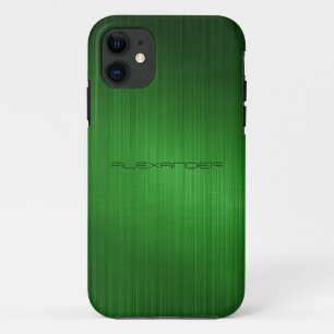 Groen geborsteld aluminium metalen look-monogram iPhone 11 hoesje