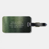 Groen Geborsteld Metaal Gepersonaliseerde Monogram Bagagelabel (Achterkant horizontaal)