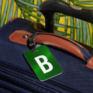 Groen geborsteld Metallic Monogram Initiaal Bagagelabel