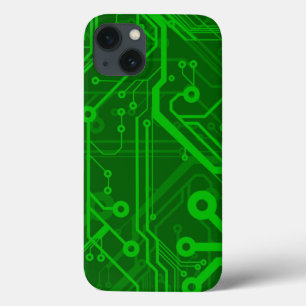 Groen gedrukte circuitbordpatroon iPhone 13 hoesje