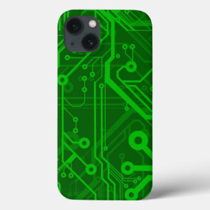 Groen gedrukte circuitbordpatroon iPhone 13 hoesje