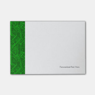 Groen gedrukte circuitbordpatroon post-it® notes