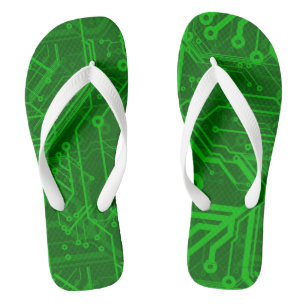 Groen gedrukte circuitbordpatroon teenslippers
