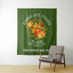 Groen GEEFT ALTIJD BEDANKT VOOR GOD-Thanksgiving Wandkleed