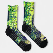 Groen geek monogram robotisch gedrukte schakelkaar sokken (Rechts)