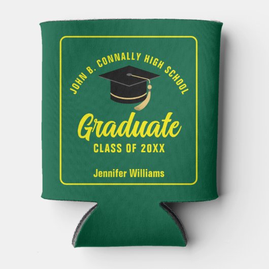 Groen Geel Afstuderen Custom 2025 Graduation Party Blikjeskoeler (Voorkant)