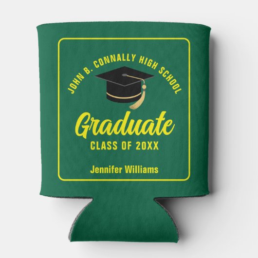 Groen Geel Afstuderen Custom 2025 Graduation Party Blikjeskoeler (Achterkant)