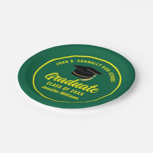 Groen Geel Afstuderen Custom 2025 Graduation Party Papieren Bordje (Gekanteld)