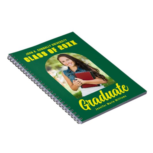 Groen Geel Afstuderen Foto Afstuderen Keepsake Notitieboek (Rechterzijde)