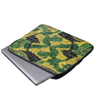 Groen Geel Alligator Krokodil Draak Leer Laptop Sleeve