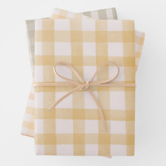 Groen Geel Aquarel Gingham Inpakpapier Vel