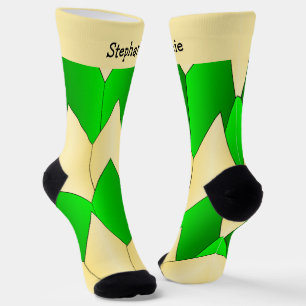 Groen Geel Art Deco Design Soksokken Sokken