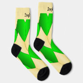 Groen Geel Art Deco Design Soksokken Sokken (Rechts)