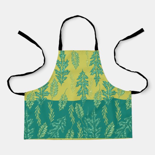 Groen & geel Bladontwerp Schort (Voorkant)