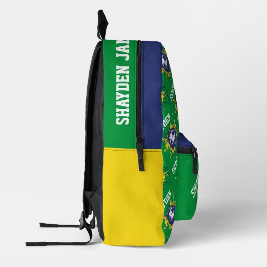 Groen geel blauw football voetbal splat custom bedrukte rugzak (Links)