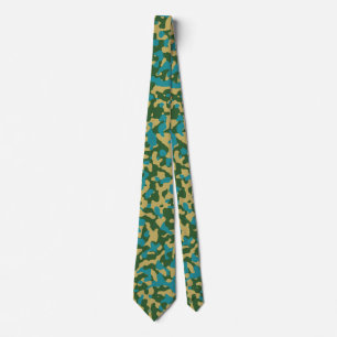 Groen, geel, Blauwgroen Camouflage Camo Pattern De Stropdas