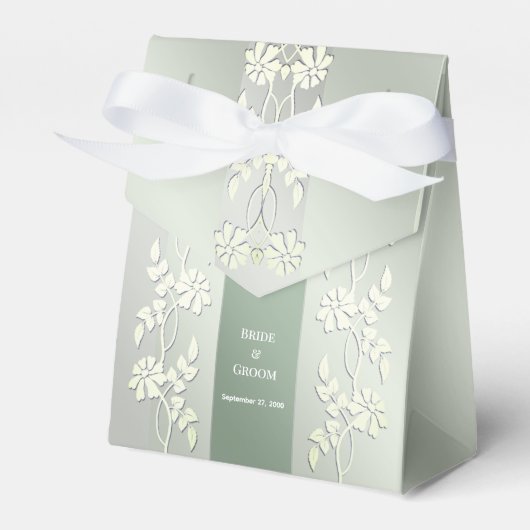 Groen Geel Bloemen Favor Box Bedankdoosjes (Voorkant Zijde)
