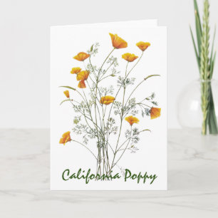 Groen geel Californië Poppy Waterverf schilderen Kaart