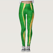 Groen Geel Curve Lines Abstracte kunst Leggings