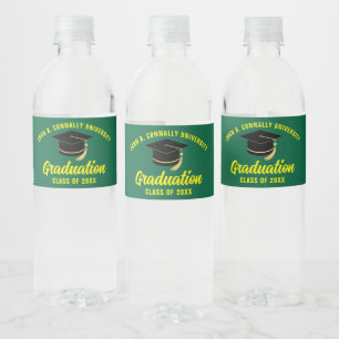 Groen Geel Custom School Graduation Party Waterfles Etiket