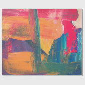 Groen, geel en rood abstract schilderij cadeaupapier (Vlak)