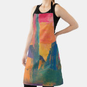 Groen, geel en rood abstract schilderij schort (Insitu)