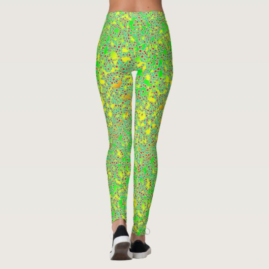 Groen, geel en warm roze leggings (Achterkant)