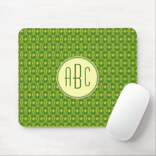 Groen-geel fietswiel-monogrammotief muismat