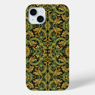 Groen Geel Goud Batik Houten Draak iPhone Case