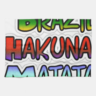 Groen Geel Gouden Brazilië Hakuna Matata Art Print Theedoek