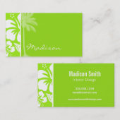 Groen-geel Hawaiiaanse tropische hibiscus; Palm Visitekaartje (Voorkant / Achterkant)