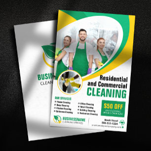 Groen Geel Huis Schoonmaak Huishoudelijke Hulpen S Flyer