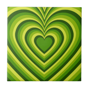 Groen Geel Hypnotisch Hart Liefdespatroon Tegeltje