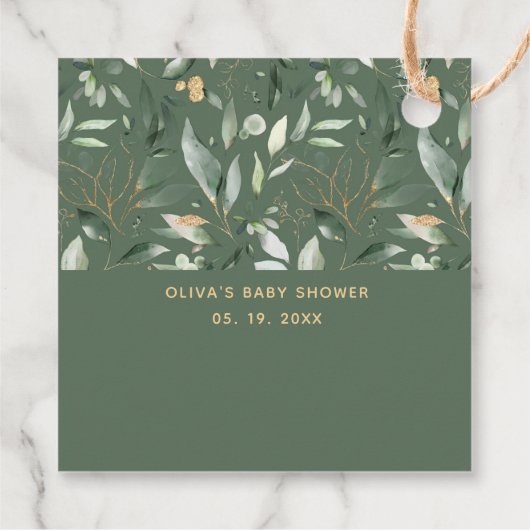 Groen Geel Loof Eucalyptus Bedankt Bedankjes Labels (Achterkant)