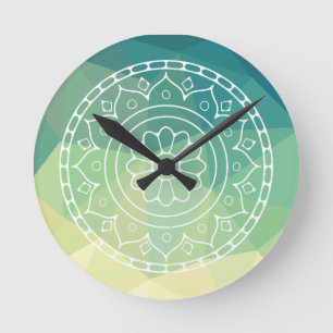 Groen Geel Mandala Inspiratie Harmonie Bloem Ronde Klok