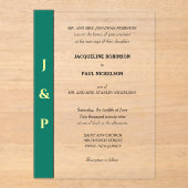 Groen Geel Monogram Bruid en Bruidegom Clear Acryl Uitnodigingen (Voorkant)