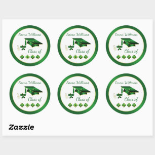 Groen Geel Mortel Diploma Klasse van 2025 Ronde Sticker