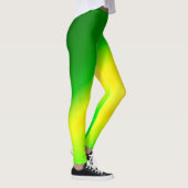 Groen Geel ombre maanlicht Dubbele Streep Leggings (Rechts)