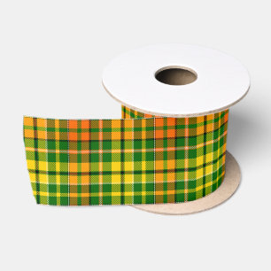 Groen Geel Oranje Schotse Ruit Ontwerp Lint