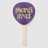 Groen Geel Paarse Mardi Gras Handwaaier (Voorkant)