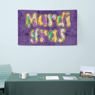 Groen Geel Paarse Mardi Gras Spandoek