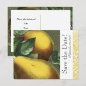 Groen Geel  Peerhout Bewaar de datum Aankondigingskaart (Voorkant / Achterkant)