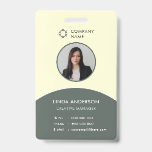 Groen Geel Personeelsfoto ID Bedrijfslogo Vers Badge