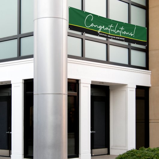 Groen geel Proficiat klasse van 2024 Afstudeerders Spandoek (Buitenkant Gebouw)