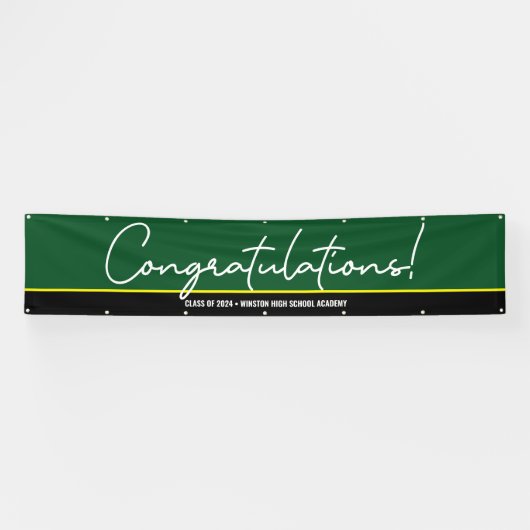 Groen geel Proficiat klasse van 2024 Afstudeerders Spandoek