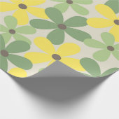 Groen Geel Retro Y2K 70s Bloempatroon Cadeaupapier (Hoek)
