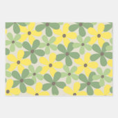 Groen Geel Retro Y2K 70s Bloempatroon Inpakpapier Vel (Voorkant)
