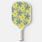Groen Geel Retro Y2K 70s Bloempatroon Pickleball Paddle (Achterkant)
