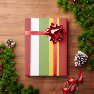Groen Geel Rode Strepen Cadeaupapier